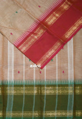 Sunlit Sand Beige - Karthigai silk cotton Rudhraksham Ganga Jamuna border - Best for Temple Visit