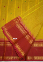 Karthigai silk cotton Rudhraksham Ganga Jamuna border - Lemon yellowish green - Madras Sarees