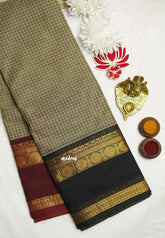 Karthigai silk cotton Muthukattam Rudhraksham Rettapet Ganga Jamuna border - Grey - Madras Sarees