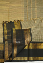 Karthigai silk cotton Muthukattam Rudhraksham Rettapet Ganga Jamuna border - Grey - Madras Sarees