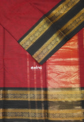Majestic Maroon - Karthigai silk cotton plain body Rettapet Floral border - Best for Wedding Functions