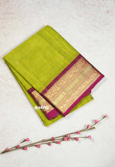 Parrot Green - Karthigai silk cotton mayil getti border