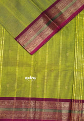 Parrot Green - Karthigai silk cotton mayil getti border