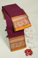 Kumkum Maroon - Karthigai Silk Cotton Thread Weaving Peacock Border - Best for Festive Wear