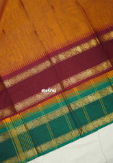 Mustard Orange - Karthigai silk cotton Rudhraksham Ganga Jamuna border - Best for Wedding Functions