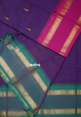 Dual Shade Royal Purple - Karthigai silk cotton Rudhraksham Ganga Jamuna border - Best for Wedding Functions