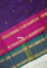 Dual Shade Royal Purple - Karthigai silk cotton Rudhraksham Ganga Jamuna border - Best for Wedding Functions