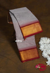 Pastel Purple - Karthigai silk cotton getti zari with small temple border - Best for Small Functions