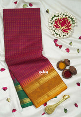 Beet Pink - Karthigai silk cotton plus buttas body with ganga jamuna border - Best for Wedding Functions
