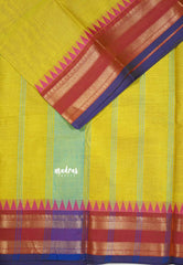 Greenish Yellow - Karthigai silk cotton Rettapet rudraksham border