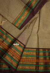 Karthigai silk cotton Rudhraksham Multi border - Mild brown - Madras Sarees