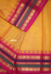 Karthigai silk cotton multicolor rudraksham border - Mustard orange