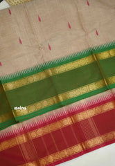 Karthigai silk cotton Rudhraksham Ganga Jamuna border - Beige color - Madras Sarees