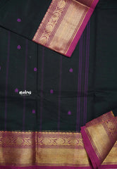Karthigai silk cotton bavanji floral border - Black