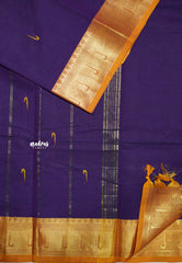 Karthigai silk cotton paithani border - Purple with yellow