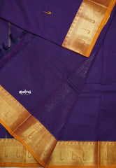 Karthigai silk cotton paithani border - Purple with yellow