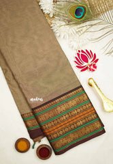 Karthigai silk cotton Rudhraksham Multi border - Mild brown - Madras Sarees