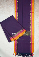 Jamun purple - Aparna (ONLY TOP AND DUPATTA) karthigai silk cotton small temple border salwar suit Unstitched (Copy)