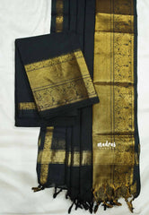 Black - Aparna (ONLY TOP AND DUPATTA) karthigai silk cotton Mayil border salwar suit Unstitched
