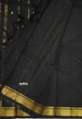 Karthigai silk cotton small Bavanji border Black - Madras Sarees