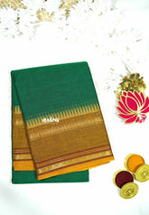 Green - Karthigai silk cotton plain body rudraksham skirt border