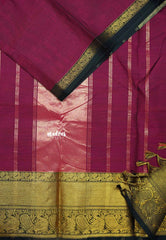 Magenta pink - Karthigai silk cotton plain body big mayil border