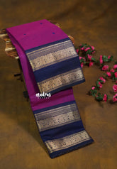 Magenta Purple - Karthigai Silk Cotton Buttas Rettapet Heart Border - Best for Wedding Functions