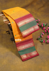Mustard Orange - Karthigai Silk Cotton Buttas Rettapet Heart Border - Best for Small Functions
