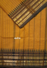 Mustard Glow - Karthigai silk cotton multi border with stripes body - Best for Temple Vist