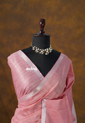 Pastel Rosewood - khadi silk small tissue border with tissue pallu