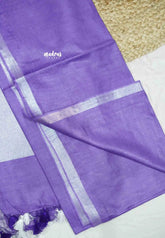 Lavender purple - khadi silk small tissue border with tissue pallu