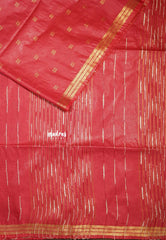 Classic Red - Khadi Silk Saree with Zari Border and Buttas - Best for Office Wear