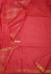 Classic Red - Khadi Silk Saree with Zari Border and Buttas - Best for Office Wear