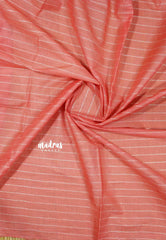 Flamingo peach - khadi silk small tissue border with tissue pallu
