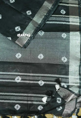 Black - khadi silk with shibori prints