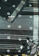 Black - khadi silk with shibori prints