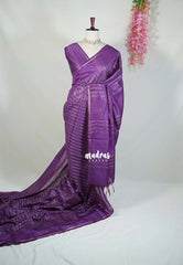 Jamun Purple - Khadi Silk Saree with Zari Checks Weaving Body and Plain Border - Best for Small Functions | Temple Visit