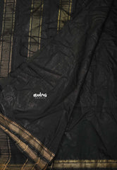 Jet Black - Khadi Silk Plain Saree with Zari Border Double Blouse Combo - Best for Small Functions