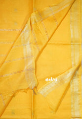 Marigold Yellow - Khadi Silk Saree Mangalgiri Border with Buttas - Best for Simple Funtions