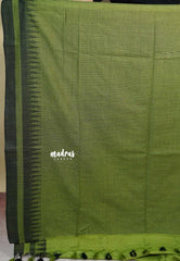 Light Green - Khadi Silk plain saree with Temple Border