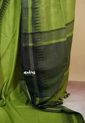 Light Green - Khadi Silk plain saree with Temple Border