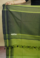Light Green - Khadi Silk plain saree with Temple Border