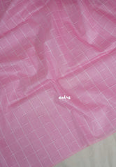 Soft Pink - Khadi Silk Saree with Thread Weaving Checks - Perfect for Office Wear | Casual Wear