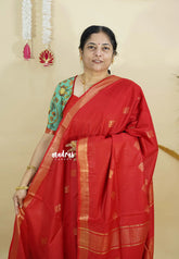 Classic Red - Khadi Silk with Tissue Border and Buttas