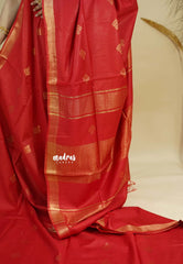 Classic Red - Khadi Silk with Tissue Border and Buttas
