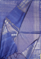 Lavender Bloom- khadi silk silver weaving body with silver zari border