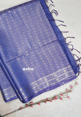 Lavender Bloom- khadi silk silver weaving body with silver zari border