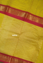 Greenish yellow - Korvai silk cotton saree with Small Border - Best for Festive Wear
