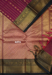Beetroot Pink - Korvai silk cotton rich pallu With vaira oosi body - Best for Festive wear