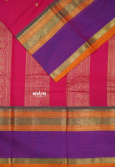 Queen's Pink - Korvai silk cotton saree with annam Buttas - Best for Festive Wear